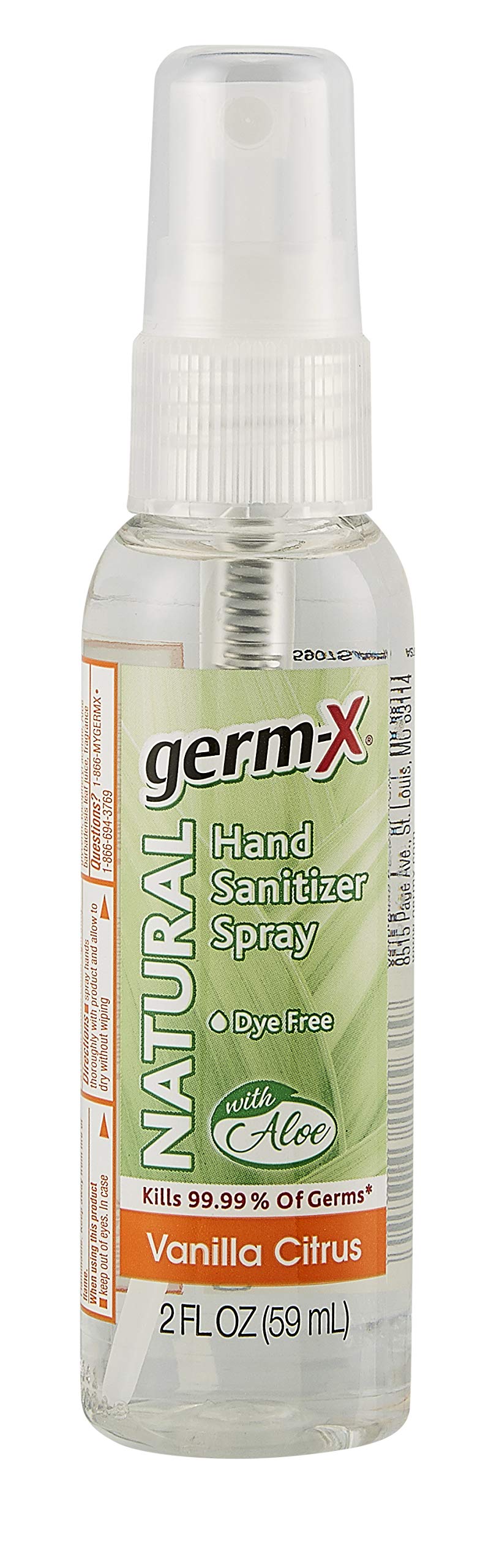 GermX Natural Hand Sanitizer Spray, Vanilla Citrus, Travel Size, 2