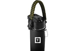 IRON °FLASK Paracord Handle - Fits Wide Mouth Water Bottles - Durable Carrier, Secure Accessories, Survival Strap Cord, Safety Ring, and Carabiner - Seven Core Paracord Bracelet