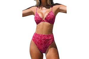CUPSHE Bikini Set for Women Bathing Suit High Waisted Scalloped V Neck Two Pieces Swimsuit