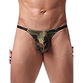 ohyeahlady Mens Sexy Thong Underwear G-String Briefs Leopard Print Low Rise Sexy Hot Shorts for Mens Soft T-Back Thong