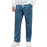 Suwangi Men’s Corduroy Casual Pants Drawstring Elastic Waist Stretch Sweatpants Straight Leg Trouser with Pockets Relaxed Fit