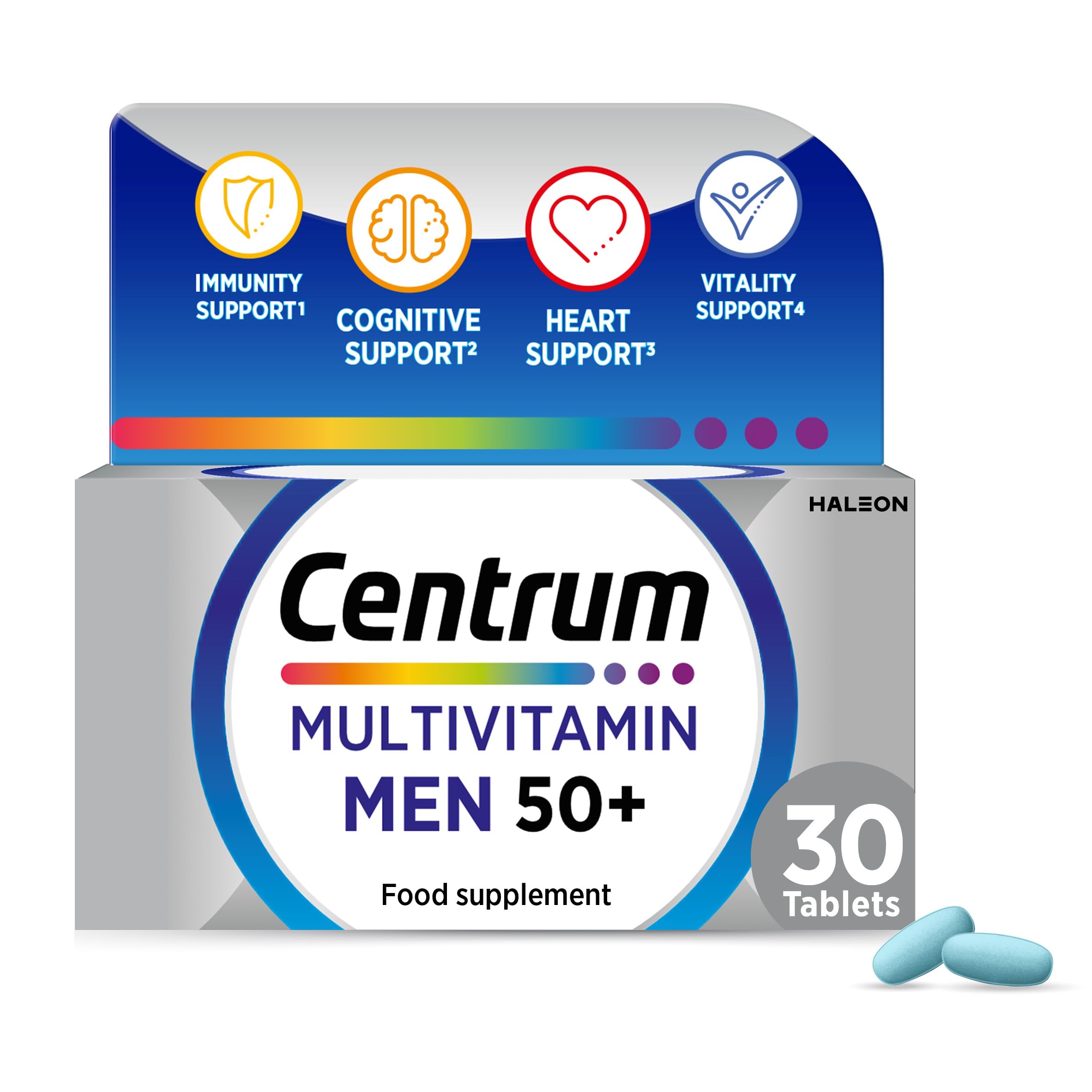 Centrum Men 50+ Multivitamins & Mineral Supplements, 23 essential nutrients including vitamin D, C, Zinc, Daily Multivitamin Tablets, 30 ct
