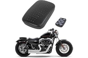 DREAMIZER Black Crocodile Leather Pillion Passenger Pad Rectangular Motorcycle Solo Seat Universal Rear Cusion 8 Suction Cups Pillon Cushion Compatible with Harley Custom Chopper Cruiser
