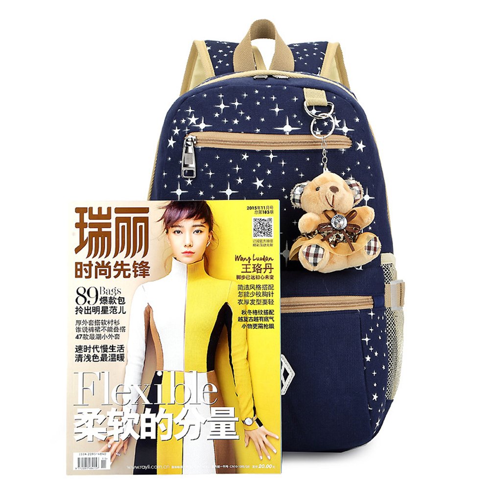 Bolsa de Lona Mochilas Escolares Mochila Muñeca Del Oso Para Niñas  Adolescentes Azul Billetera Bolso de Bandolera Equipaje Sets de útiles  escolares futakuchi-hakata.com