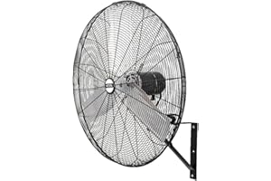 K Tool International 77731; 30 Inch Non-Oscillating Wall Mounted Industrial Fan; Cool Your Shop, Garage, or Workspace, 3 Speed Motor, 6 Foot Power Cord, 7930 Max CFM, Includes Mounting Hardware, Black