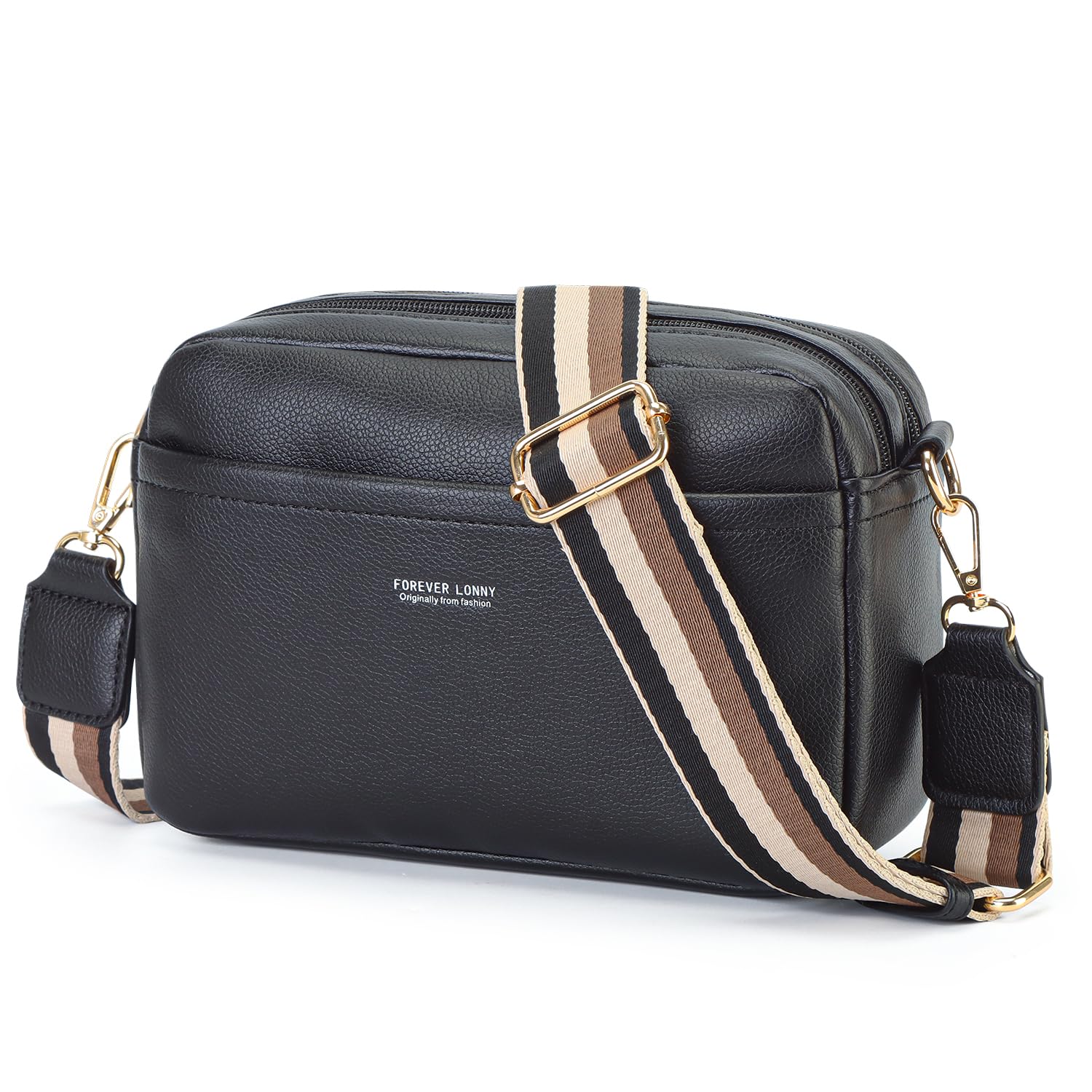 AIFILLE Women's Cross Body Bag, Small Vegan Leather Phone Crossbody Bag with Adjustable Strap | Anti-Theft Zipper Pockets | Lightweight Handbag for Women & Girls, Black