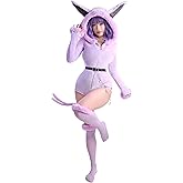 Mobbunny Anime Derivative Romper Onesie Pajamas Bodysuit with Tail Belt and Socks Fluffy Bodycon Hooded Jumpsuit