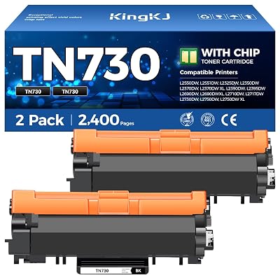 TN730 Black Toner Cartridge 2-Pack Compatible Replacement for Brother TN-730 TN760 MFC-L2710DW MFC-L2750DW DCP-L2550DW HL-L2350DW HL-L2395DW HL-L2370DW HL-L2390DW MFC-L2690DW HL-L2325DW Laser Printer
