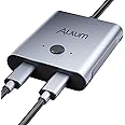 Alxum USB C Switch - Bi Directional Video KVM Switcher Selector 2 in 1 Out/1 in 2 Out, 2 Computers Share 1 Devices 8K@60Hz 10Gbps Data Transfer 100W Charging USB-C Cables Included