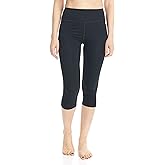 ESTEEZ Women's Soft Cotton Capri Leggings - High Waist - Lightweight and Breathable - Under Dress, Anti Chafing EX808235 Black Medium