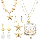 Tondiamo Mermaid Jewelry for Women Seashell Necklace Starfish Earrings Bracelet Hair Clips Beach Jewelry Accessories