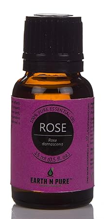 Earth N Pure Rose Essential Oil 100% Pure, Undiluted, Natural And Therapeutic Grade With Glass Dropper - For Aromatherapy, Relaxing, Skin, Diffusers, Soaps, Perfumes, Mist 15 ML (0.5 fl.oz)