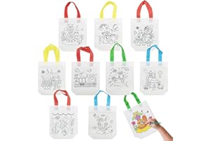 40 Pack Graffiti Goodie Bags for Birthday Party Favors Art Class- Color Your Own Tote Bag,Eco Reusable Coloring Carnival Anim