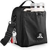 Sports Rabbit Insulated Lunch Bag for Men & Women – Lunch Bag with Water Bottle Holder, Compatible with Owala & 40/30oz Stanley Cups, Adjustable Crossbody Strap – Ideal for Work Travel Picnics (Black)