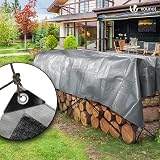 VOUNOT 3x4m Tarpaulin 240 g/m² Waterproof Ground Cover Eyelets Grey view 5