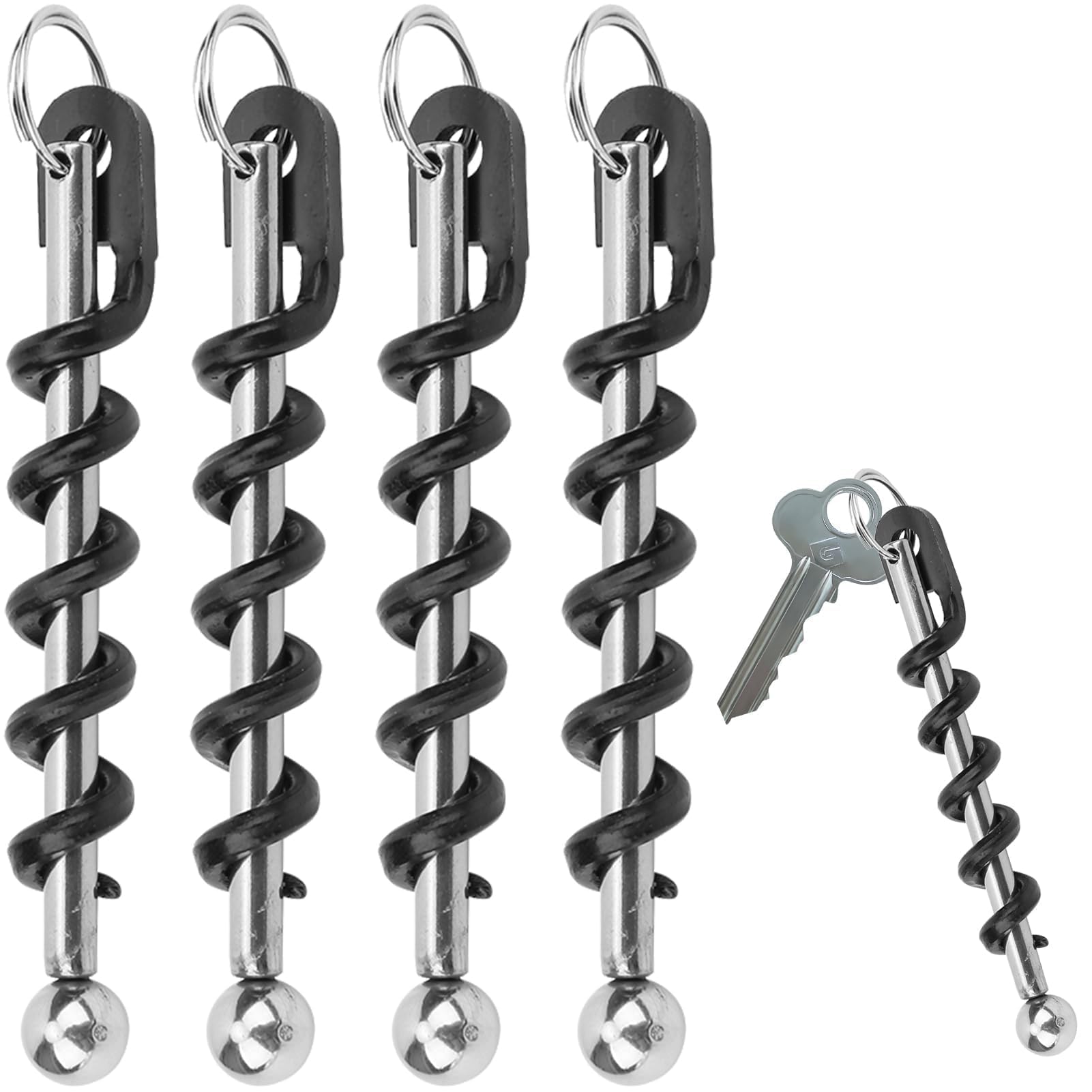 Key Ring Corkscrew, 4PCS Wine Opener Set Corkscrew Wine Opener Cork Screws for Wine Bottles Stainless Steel Manual Waiters Friend