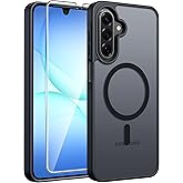 FNTCASE for Galaxy A17/A16 5G Phone Case, Fit for Magsafe, Screen Protector | Translucent Matte, 14FT Military Grade Drop Protection, Slim Shockproof Protective, for Samsung A 17 A 16 Cover, Black