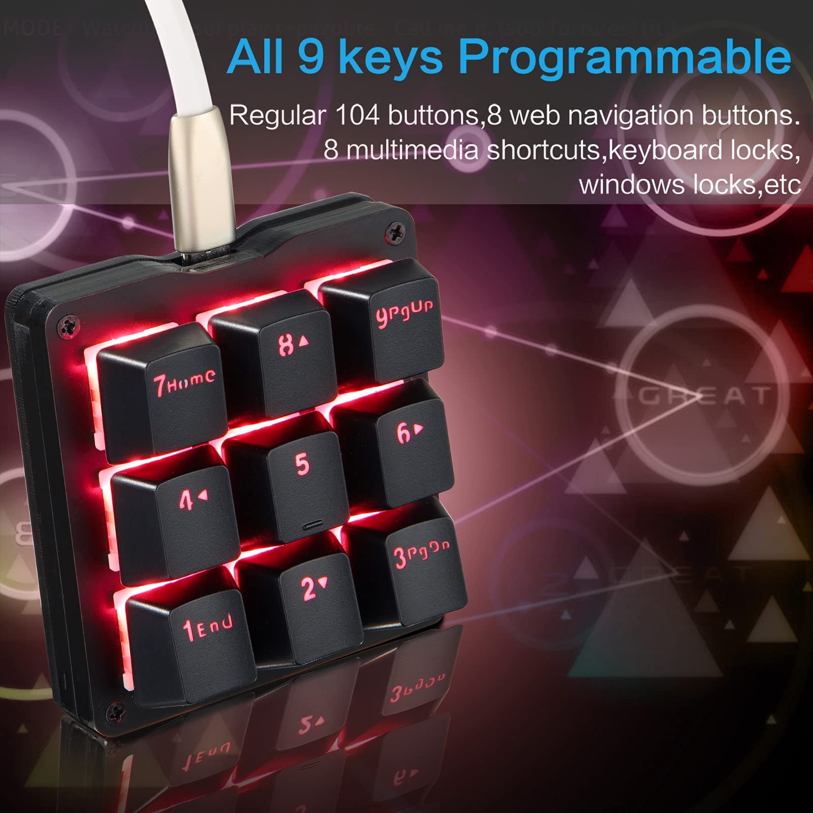 Mua Koolertron Mechanical Numpad Macro Keyboard, 9-Key Numeric Keypad ...