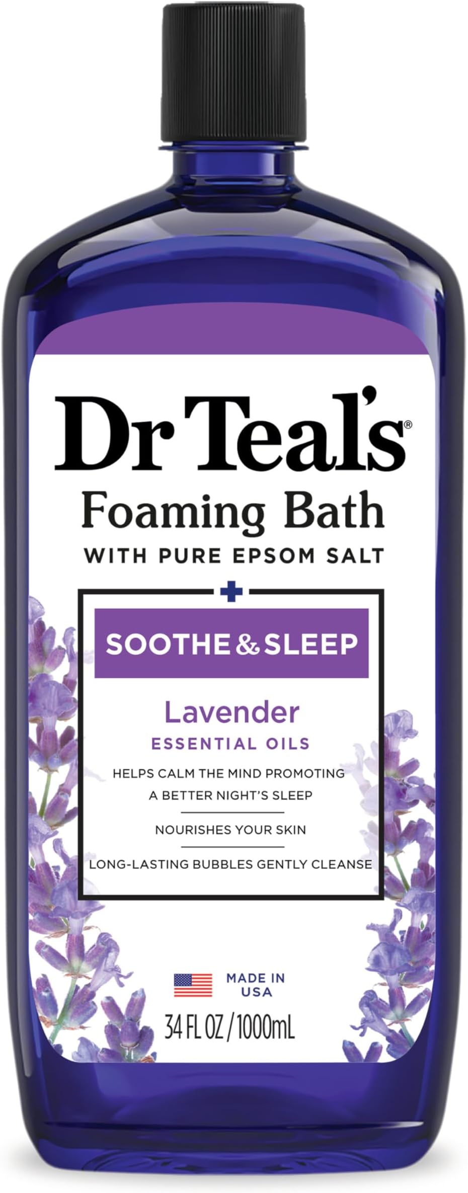 Dr Teal's Foaming Bath Lavender 1L Relaxing Epsom Salt Scented Bath Soak