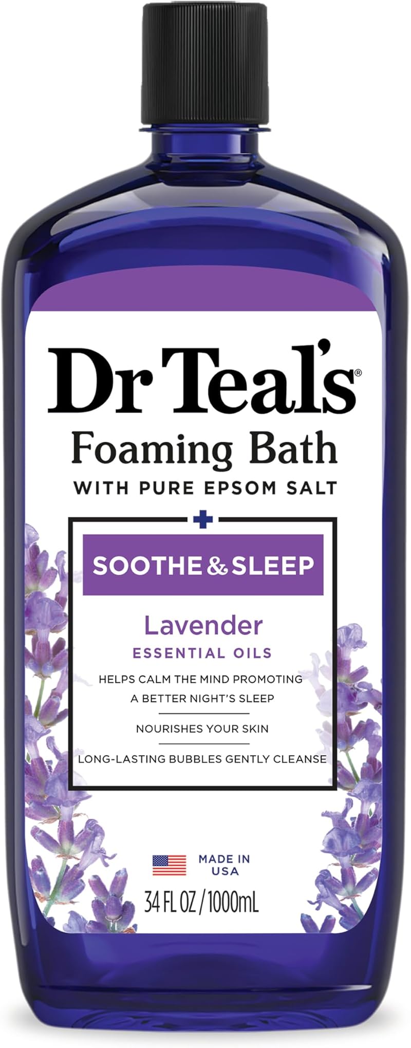 Dr Teal's Foaming Bath Lavender 1L Relaxing Epsom Salt Scented Bath Soak