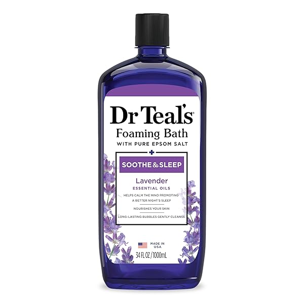 DR TEAL’S FOAMING BATH WITH PURE EPSOM SALT, SOOTHE & SLEEP WITH LAVENDER, 34 FL OZ
