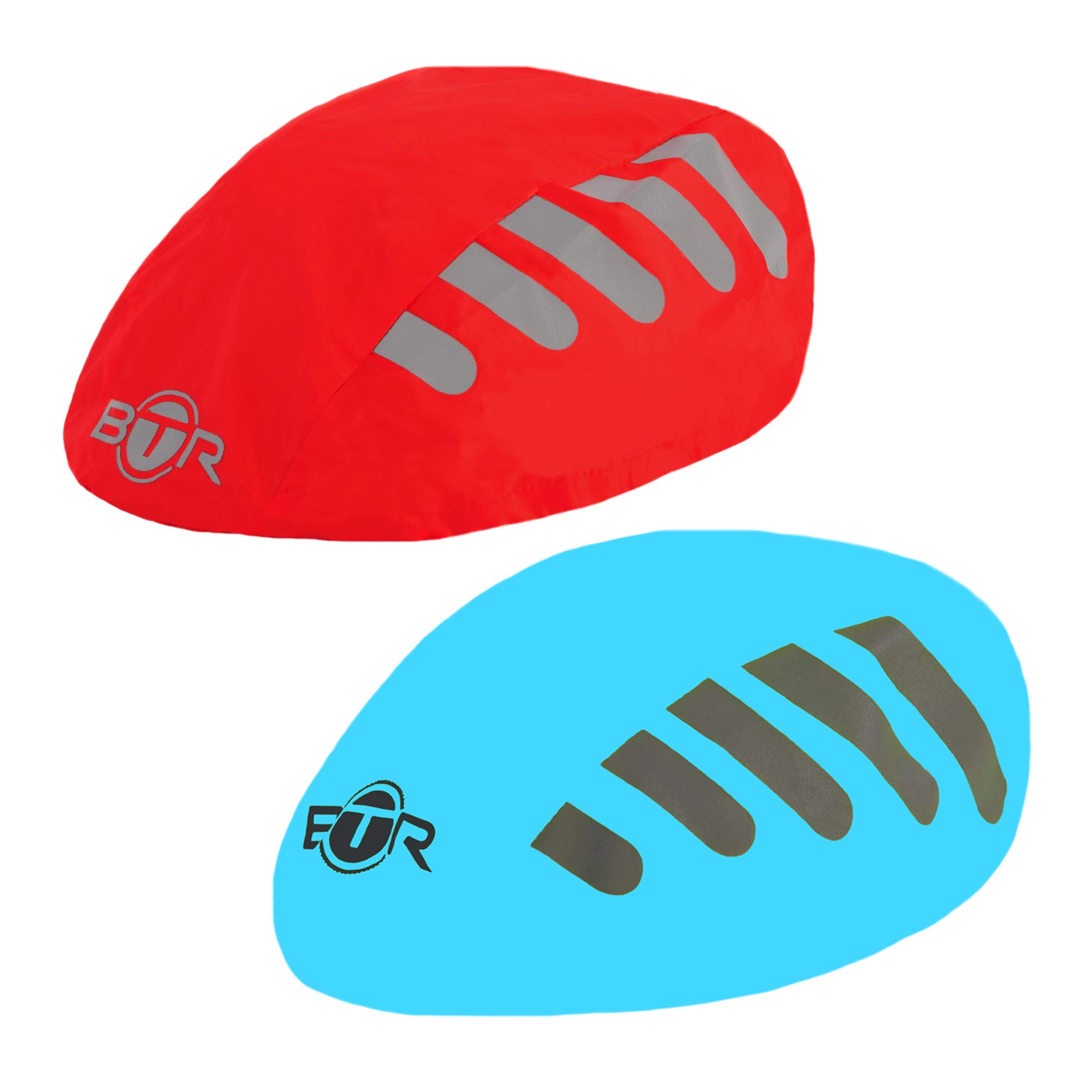 BTR Waterproof Bicycle Helmet Covers x 2. Blue & Red from
