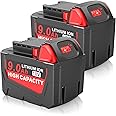 WECACHWE 18V 9.0Ah Tool Battery - Replacemnet for Milwa Cordless Power Tools Battery and Charger MK-18 48-11-1840 48-11-1828 48-11-1820 48-11-1815 48-11-1850 48-11-1890 2646-22CT Battery (2 Pack)