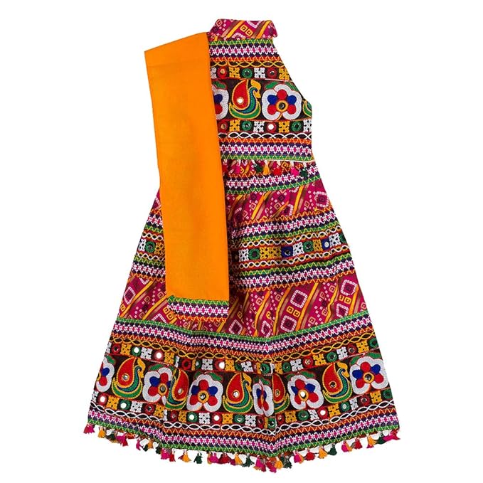 Kid1 By Hopscotch Girls Pure Cotton Halter Neck Lehenga Choli In Pink Color