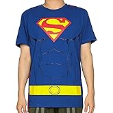 DC Comics Men's Superman Costume S Logo Superman Shirt with Detachable Cape Cosplay Tee