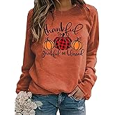 GDPRYS Thanksgiving Sweatshirts Women Thankful Grateful and Blessed Sweatshirt Pumpkin Pullovers Shirts Tops Blouses