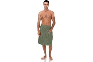 TowelSelections Mens Shower Wrap Adjustable Cotton Terry Bath Gym Cover Up with Snaps