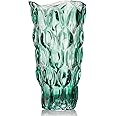 CEMABT 9.5inch 3.4 lb Glass Vases for Flowers Unbreakable Thickened Morden vase for Tables Centerpieces,Colorful,Vintage and Clear Rose Large Flower vases for Bouquet Unique Gifts（Green）