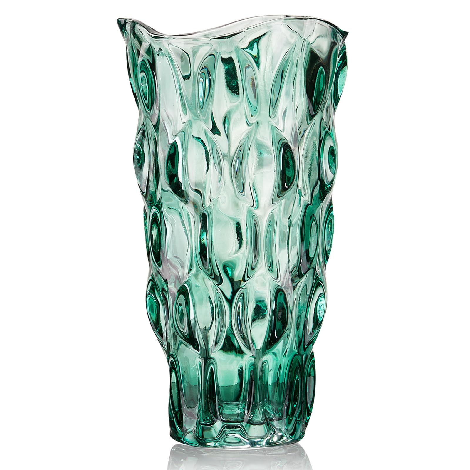 CEMABT 9.5inch 3.4 lb Glass Vases for Flowers Unbreakable Thickened Morden vase for Tables Centerpieces,Colorful,Vintage and Clear Rose Large Flower vases for Bouquet Unique Gifts（Green）