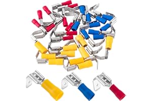 ANCIRS 30pcs Semi-Insulated Piggyback Spade Connectors, Quick Disconnect Piggyback Spade Assortment Kit, Female/Male Cable Crimp Terminals, 22-10 AWG