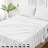 USXIBEI King Size 4 Piece Sheet Set - Hotel Luxury Bedding for King Size Bed - Soft and Breathable Bed Sheets Set - Deep Pocket Sheets,Wrinkle & Fade Resistant(King, White)