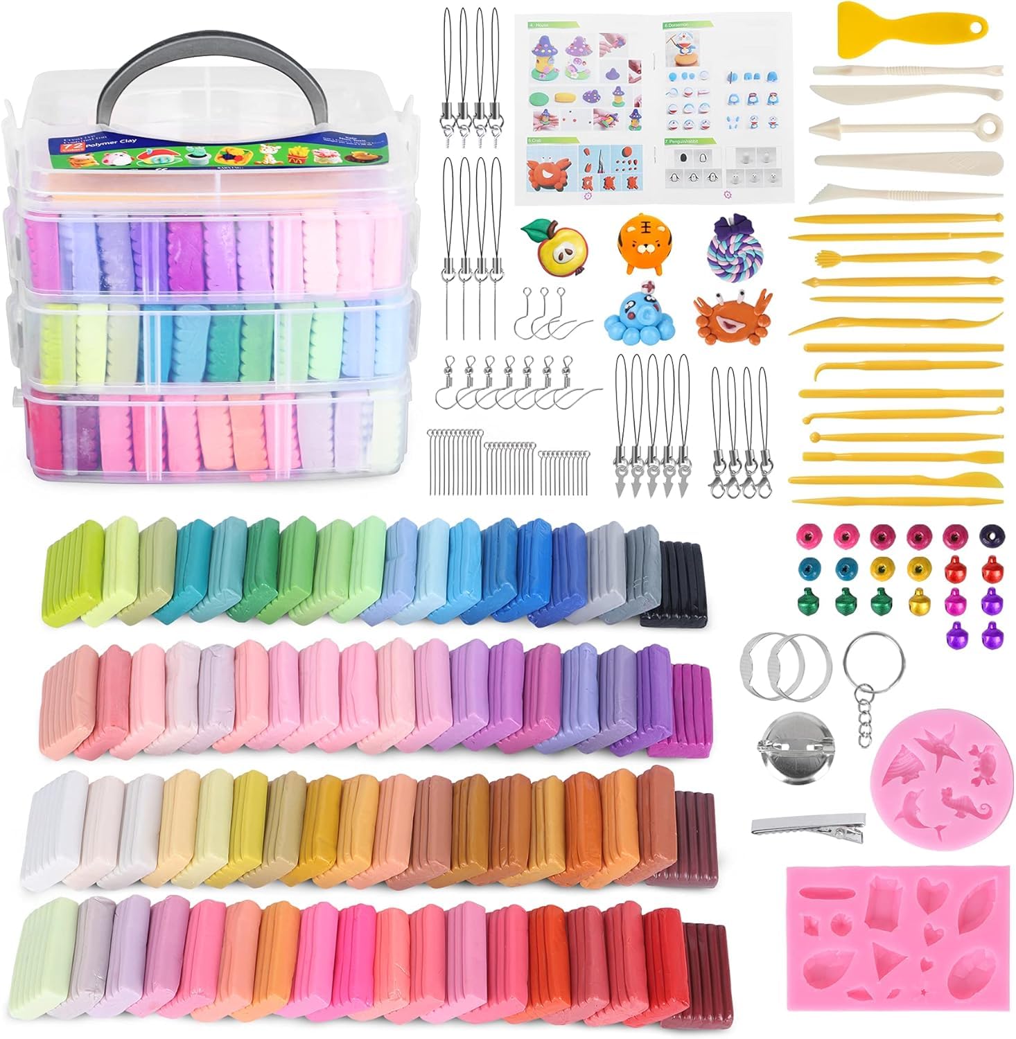 Photo 1 of Aestd-ST Polymer Clay Kits 72 Colors, Modeling Clay for Kids, Non-Stick Molding Oven Bake with 20 Sculpting Tools and 82 DIY Accessories, Craft Gift for Children and Adults