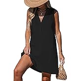 CUPSHE Swimsuit Coverup for Women V Neck Beachwear Sleeveless Beach Dress with Chest Pocket