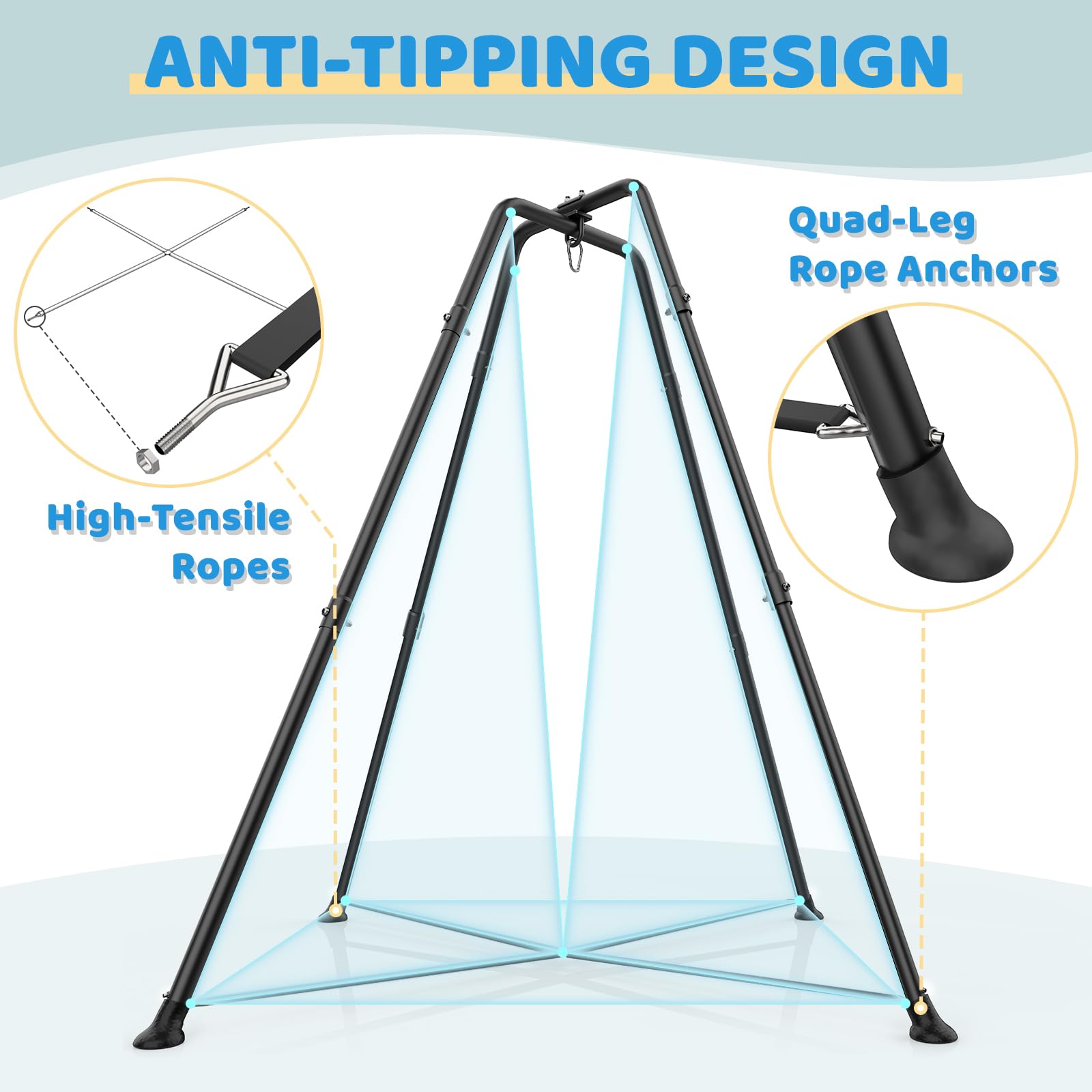 Swing Stand Frame with Sensory Pod Swings and Chair, Sensory Swing Set, X-Shaped Swing Frame, Heavy-Duty Metal Hammock Chair Stand for for Kids and Adults Indoor and Outdoor 330LBS(Blue)