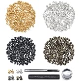 SEMINI 400 Sets Double Cap Leather Rivets, 5mm Tubular Metal Studs with 3 Pieces Setting Tools Kit, 4 Colors Rivets for Fabric Leather Craft Repair Decoration