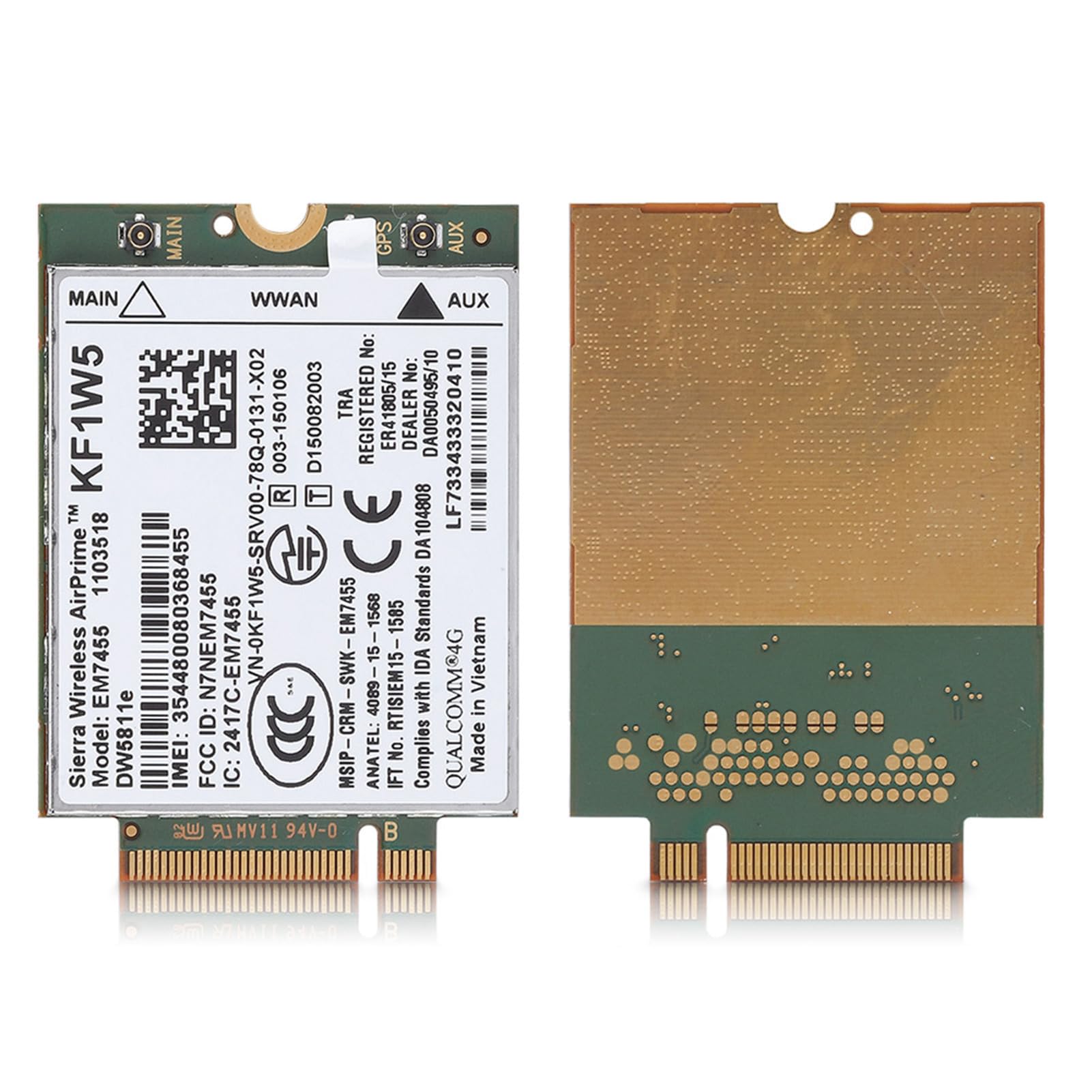 Replacement Wireless card module, EM7455 for Dell DW5811e Qualcomm 4G LTE WWAN NGFF Card Module