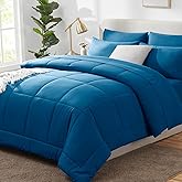 CozyLux Full Size Comforter Sets Teal, 7 Pieces Bed in a Bag, Teal Comforter Full Size, All Season Bedding Sets with Stitch Quilted Comforter, Flat Sheet, Fitted Sheet, Pillowcases
