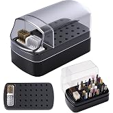 FANTEXY 2-in-1 Nail Drill Bit Holder And Cleaner Brush Case | ﻿30 Holes Dustproof Organizer with Nylon/Copper Brushes,Manicure Tools Storage Box(Nail Drill Bits are Not Include)