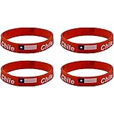 LLBFHH 4 Pcs Chile Chileans Country Flag Rubber Bracelets, National Flag Silicone Bracelet, Rubber Wristbands Patriotic Decorations Gift