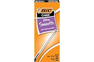 BIC Cristal Extra Smooth Easy-Flowing Ink and 1.0 mm Medium Point Ballpoint Pen, 24-Count in Black Ink