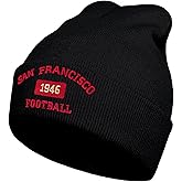 Embroidered Football Beanie Unisex Winter Cap Warm Knit Hats for Football Fan Gifts