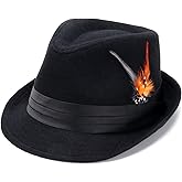 Ultrafun Fedora Hats for Men Women Classic Short Brim Felt Manhatta Fedora Hat with Feathers Band