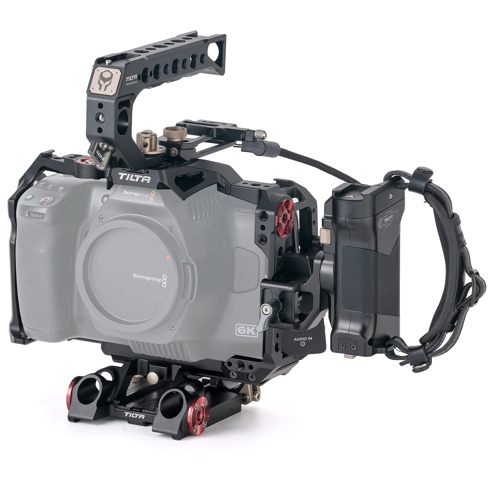 Tilta Full Camera Cage Compatible with BMPCC 6K Pro Movie Filmmaking Kit, with Camera Cage Top Handle, T5 SSD Drive Holder,Left Side Handle - Black TA-T11-A-B