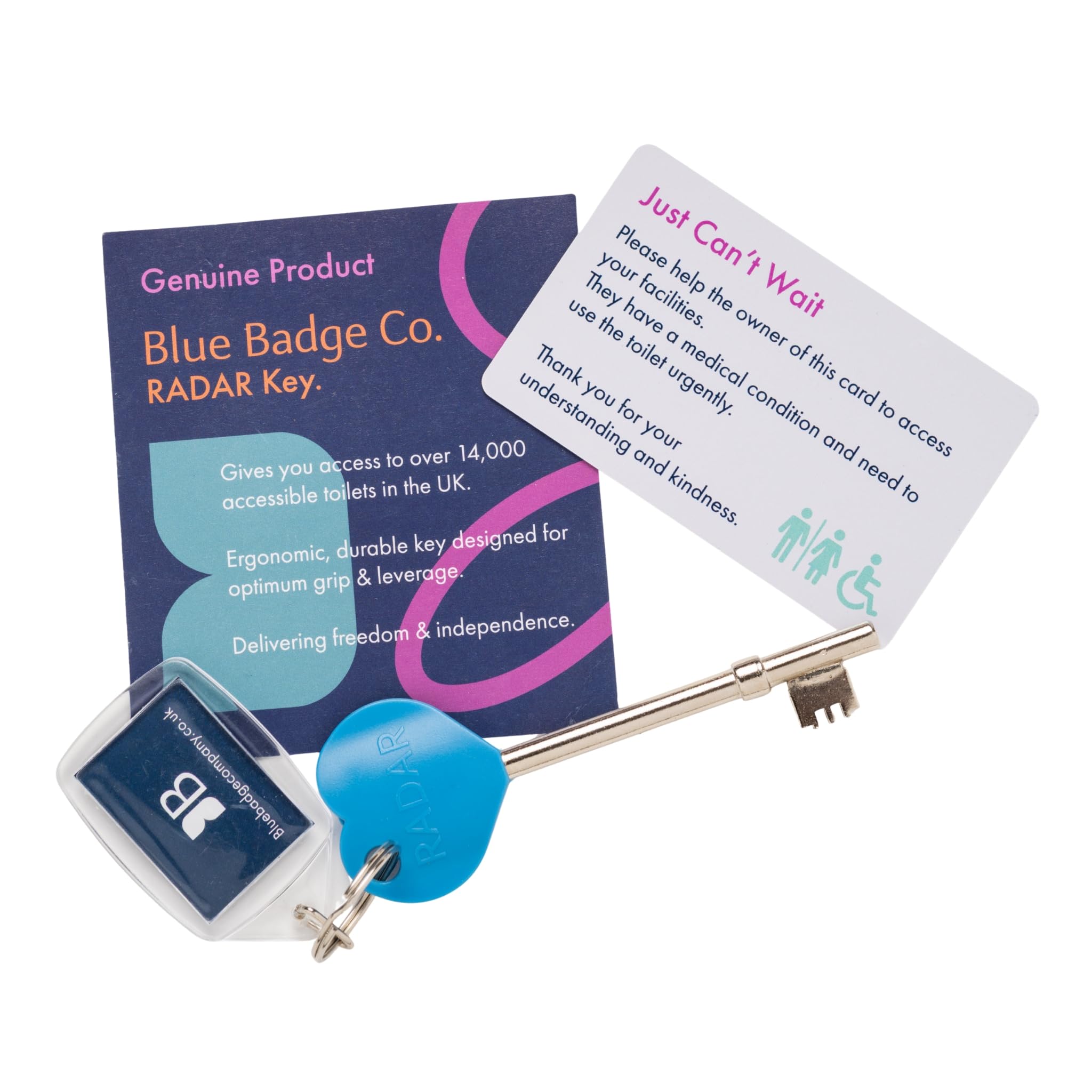 Official & Genuine NKS RADAR Key for Disabled Toilets, Blue Badge Co Accessible Loos in the UK, Free Just Can't Wait Card. Easy Turn Access Key, Ideal for Disabled Blue Badge Holders