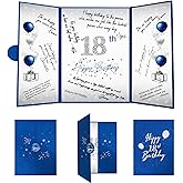 Crenics 18th Birthday Decorations for Boy or Girls, Creative 18th Birthday Guest Book Alternative, Blue and Silver 18 Birthday Signature Book 18 x 12 inch, Great 18 Birthday Gifts