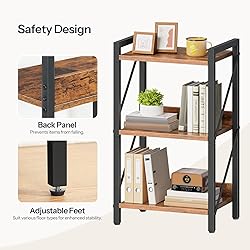 HOOBRO Bookshelf, 3-Tier Industrial Bookcase, Book